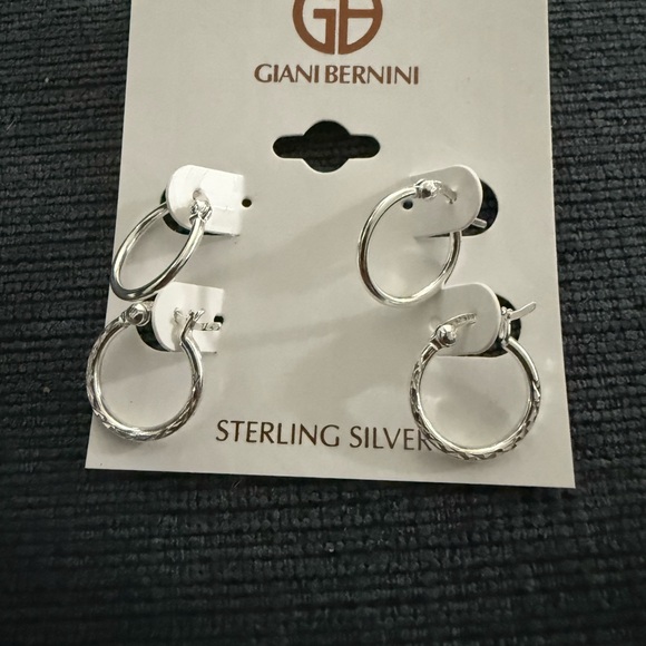 NWT Giani Bernini 2-Pc. Set Polished & Textured Hoop Earrings in Sterling Silver - Picture 1 of 4